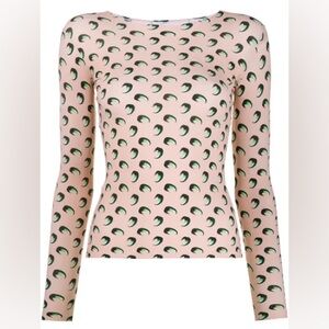 Pink Crescent Moon top from marine serre featuring a round neck, long sleeves
